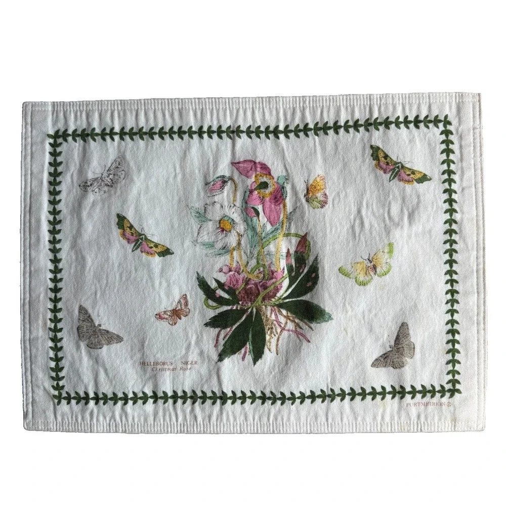 Portmeirion Botanic Garden Helleborus Niger Christmas Rose Placemats Set 4 12x18
